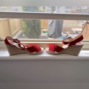 Soludos red espadrille suede wedges